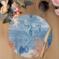 thumbnail image 3 of Blue Red Seahorse Coastal Round 13 Inch Placemats Set of 6, Retro Beach Coral Nautical HeatResistant Non Slip Place Mats for Dining Table, Wipeable Braided Kitchen Table Mats for Housewarming, 3 of 9