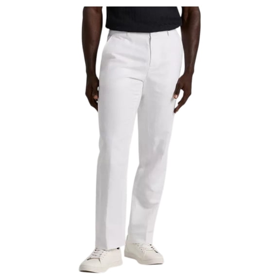 Perry Ellis Portfolio Mens Modern fit Linen Dress Pants 38 / 34 White Solid