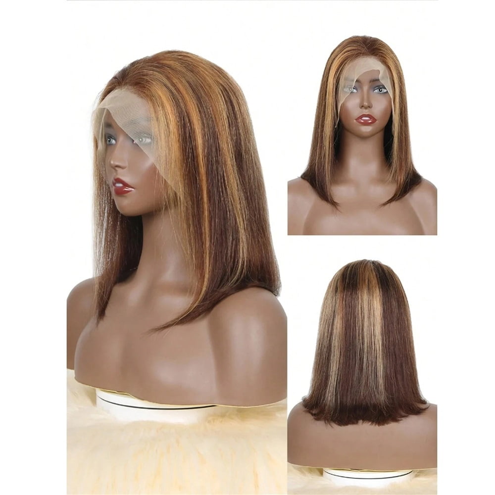 T Part Lace Front Bob Wigs Honey Blonde Straight Short Human Hair Bob Lace Front Wigs Human Hair 180 Density
