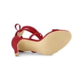 thumbnail image 5 of BLISSFUL STEP Women's Open Toe Stiletto Heeled Lace up Solid Sandals Red 9, 5 of 7