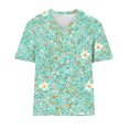 thumbnail image 4 of Womens Tops under $5 Plus-Size Short Sleeved V-Neck Printing Base Shirt Light Blue XXXXXL, 4 of 5