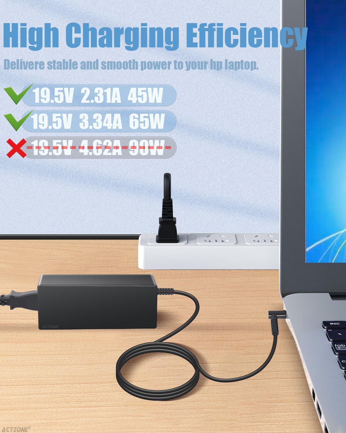 Compatible with HP 65W Laptop Charger, ProBook Charger 640 650 440 455 470 G7 G6 G5, EliteBook Charger 840 850 845 830 820 G9 G8 G4 G3,  Envy 15 17 Stream Pavilion X360 Power Cord 19.5V 3.33A