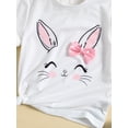 thumbnail image 4 of Young Girl White Cute Cartoon Rabbit Printed T-Shirt For Summer With Round Neck And Short Sleeves, Holiday, Summer, Travel, 4 of 8