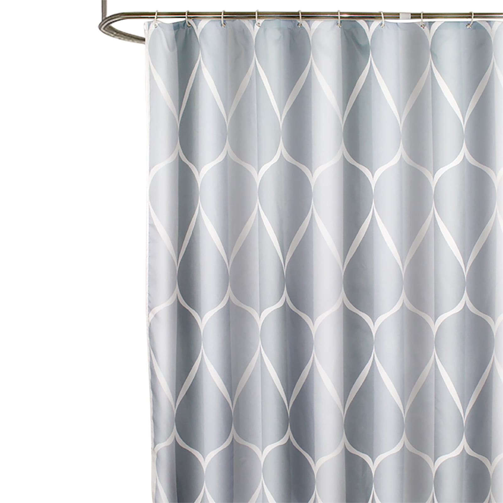 EXTRA LONG FABRIC SHOWER CURTAIN WATERPROOF WITH HOOKS WEIGHTED HEM 180CM 