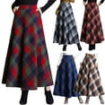 thumbnail image 6 of Women's Lattice Skirt Warm Elastic Waist Wool A-Line Pleated Tartan Winter Long Skirts, 6 of 9