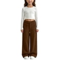 thumbnail image 2 of YUANxueke Girls Corduroy Pants High Waisted Casual Loose Fit Fashion Straight Leg Trousers for 5-16 Years, 2 of 8