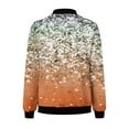 thumbnail image 4 of TFEOQRY Women's Cardigan Jacket Fashionable Printed Zipper Top Jacket with Pockets Long Sleeve Hoodless Outwear Orange, 4 of 5