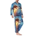 thumbnail image 2 of Naloa Red And Blue Fire Dragon A Men’s Pajamas Set - Long Sleeve Button Down Sleep Shirt and Pajama Bottoms Sleepwear Set-XX-Large, 2 of 7