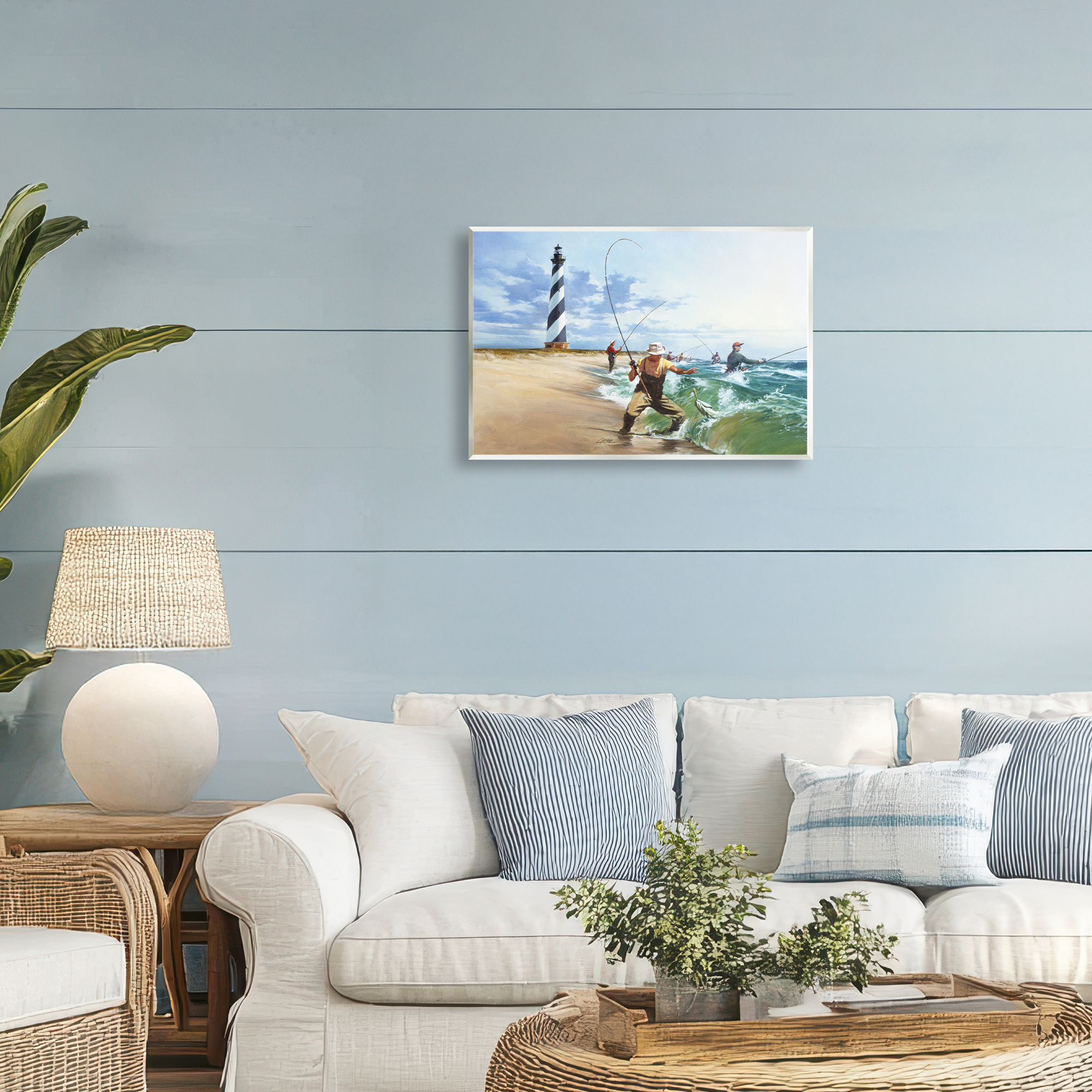 Cape Hatteras Fishermen Wall Plaque Art, design by Wind River Studios