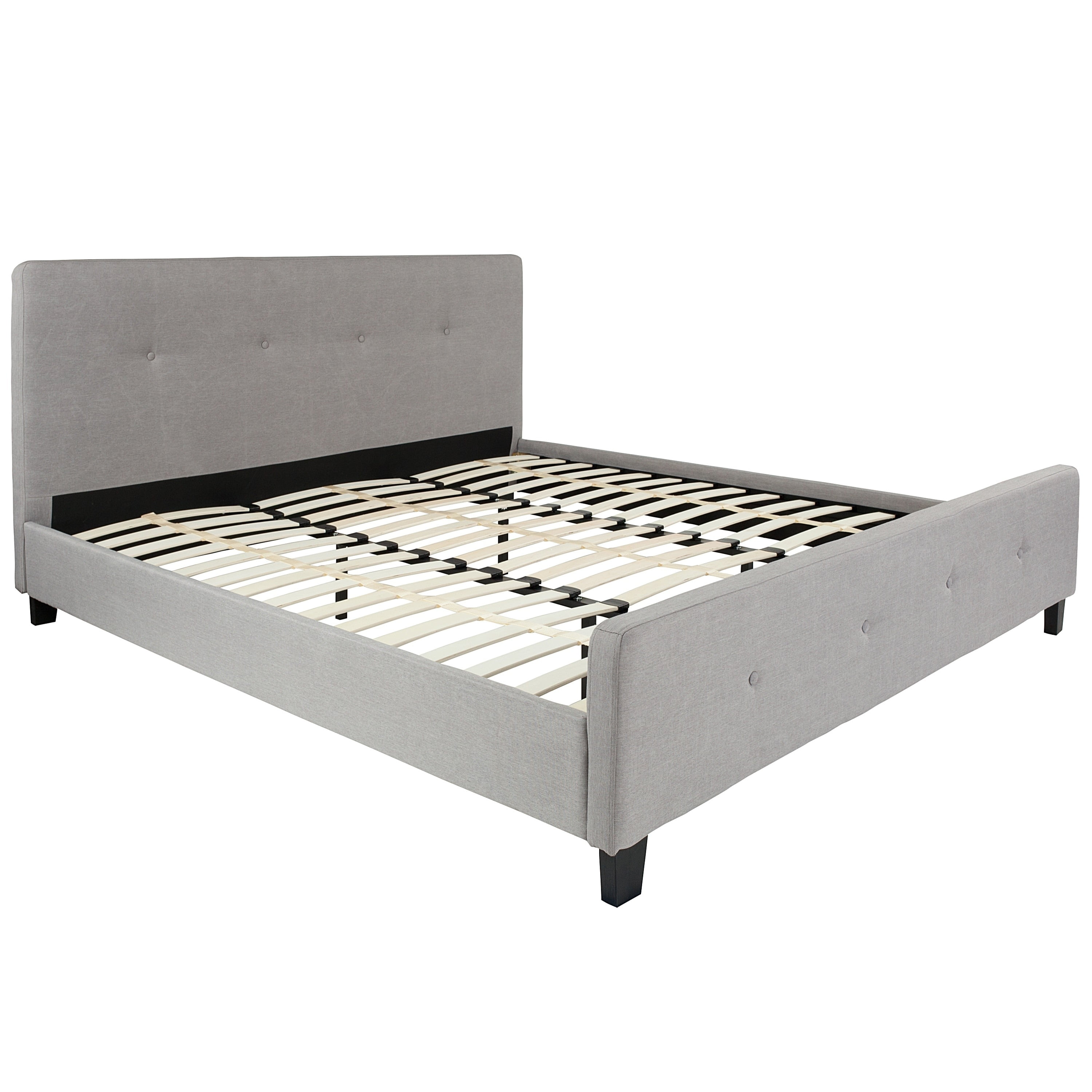 BSD National Supplies Elmira King Size Light Grey Fabric Platform Bed ...