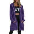 thumbnail image 2 of Frontwalk Ladies Hoodies Solid Color Hooded Sweatshirts Long Sleeve Hoodie Sweatshirt Women Warm Jackets Zip Up Purple M, 2 of 3