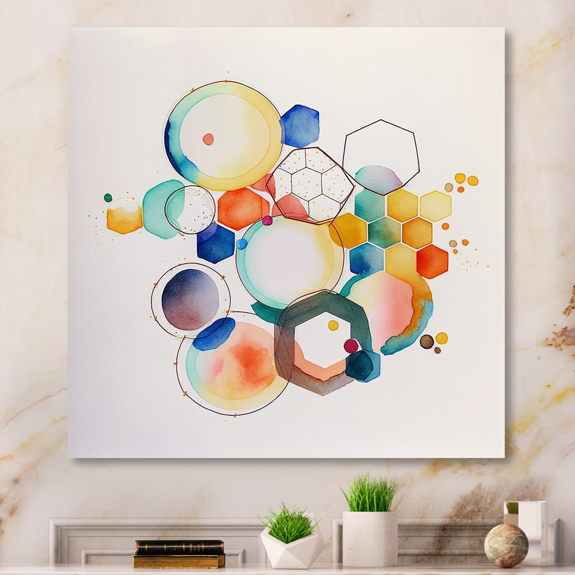Designart Multi-Color Circular Abstract IV Canvas Wall Art
