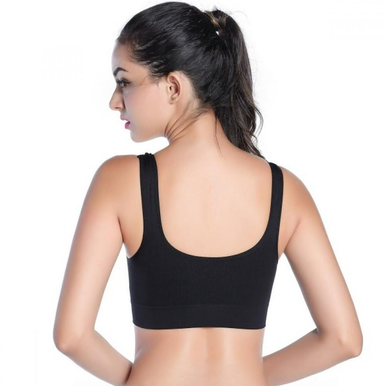 Women Girl's Sports Bras Breathable Racerback Nylon Bra Seamless Wireless  Underwear Bra Full Coverage Outdoor(Black,XL) 