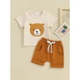 thumbnail image 3 of Musuos Baby 2 Piece Outfits 6 12 18 24M 3T Bear Print Short Sleeve Shirt and Elastic Shorts Set for Toddler Girl Boy, 3 of 10