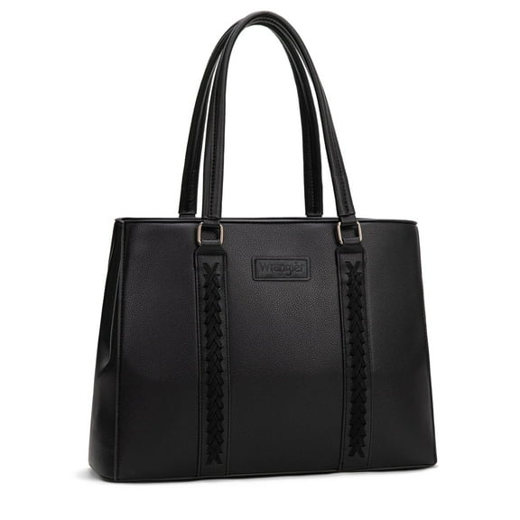 Wrangler Double Compartment Tote Bag for Women Whipstitch Handbag, Black