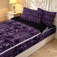 thumbnail image 3 of Homewish Aztec Nature Tree Zipper Twin Comforter Sets with Fitted Sheet and 2 Pillowcases,Vintage Rhombus Geometric Zipper Bedding Set,Purple,Black Reversible,4pcs, 3 of 8