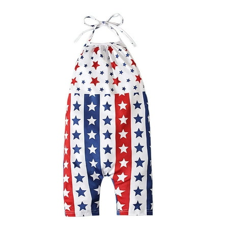 

Odeerbi Reduced Baby Girls Boys Clothes Baby Rompers Children s Independence Day Romper Sling Sleeveless Backless Short Jumpsuit