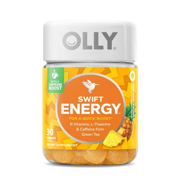 OLLY Swift Energy Gummy, Green Tea Caffeine, B Vitamins, L Theanine, 30