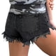thumbnail image 5 of Pantalones cortos de mezclilla desgastados y deshilachados para mujer, lindos pantalones cortos rasgados de talle medio para mujer, 5 of 5