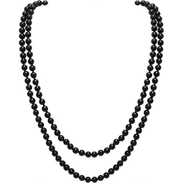 Collar KATEA de perlas de imitación, cadena de cuentas de vidrio, collar largo de perlas de imitación de los años 20, bisutería vintage de 139 cm.