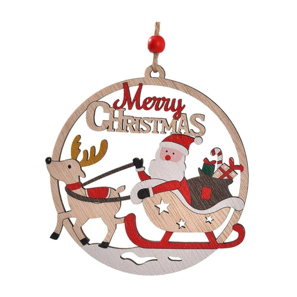 Adornos colgantes navideños Colgante de madera navideño Adorno colgante navideño para Hombre de trineo