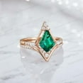 thumbnail image 2 of KANISHKAGEMS&JEWELS 9x7MM / 2MM Kite Cut Emerald Bridal Wedding Ring Set CZ Diamond Curved Proposal Band Alternative Fine Women Jewelry May Birthstone Gift For Her, 2 of 5