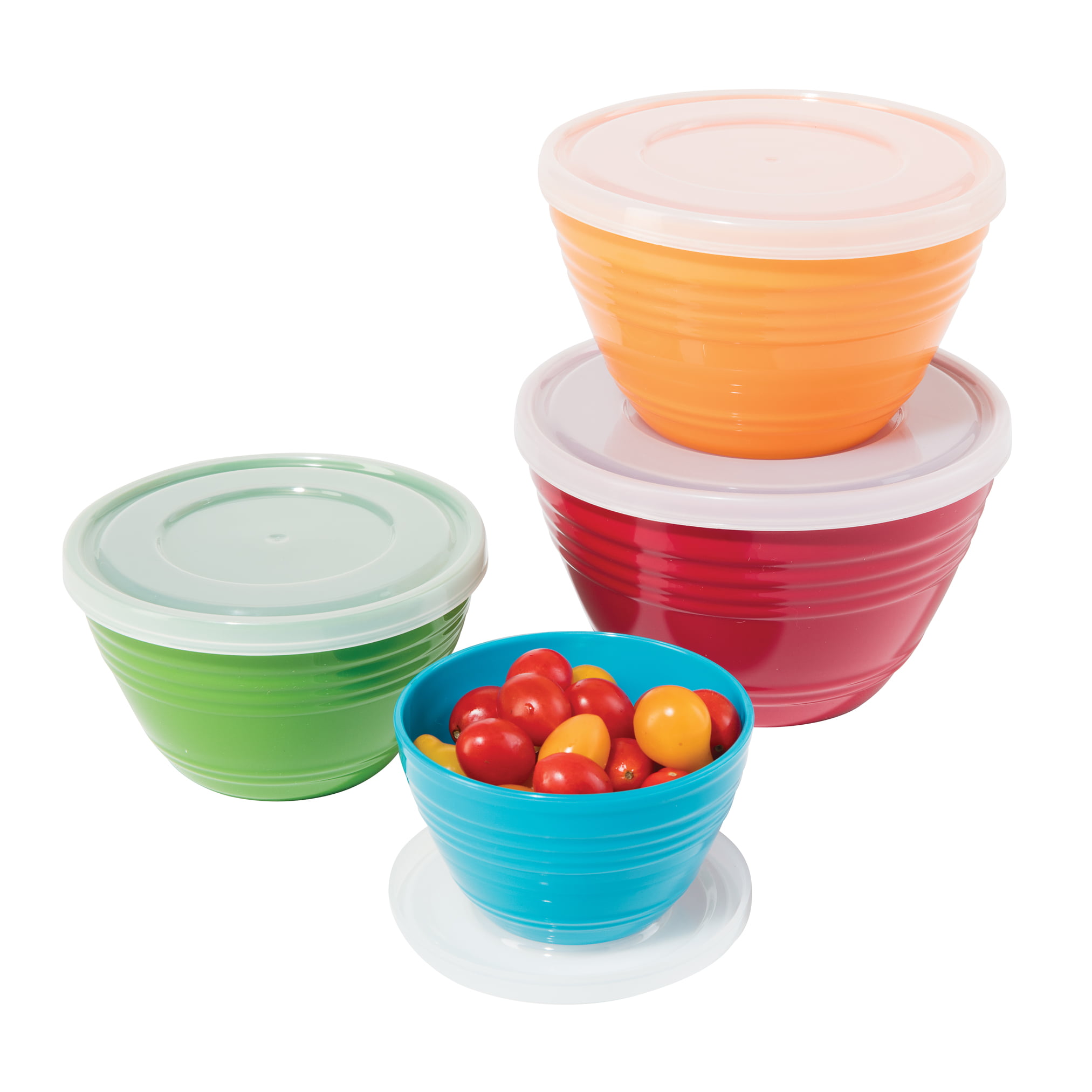 Oggi Melamine Prep Bowls with Lids (Set of 4), Multicolor - Walmart.com