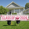 thumbnail image 6 of Pink Graduation Banner Graduation Cap Design Class of 2026 Display Star Pattern Bow Decoration Graduation Backdrop for Graduation Ceremony High School Graduation Graduation Photo Shoot, 6 of 9