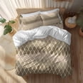 thumbnail image 2 of Abstract Art Duvet Cover Set Queen Size Brown Khaki Ombre Geometric Wavy Lines Soft Lightweight Comforter Covers 4 Piece Bedding Set with 1 Duvet Cover 1 Bed Sheet & 2 Pillow Shams, 2 of 8