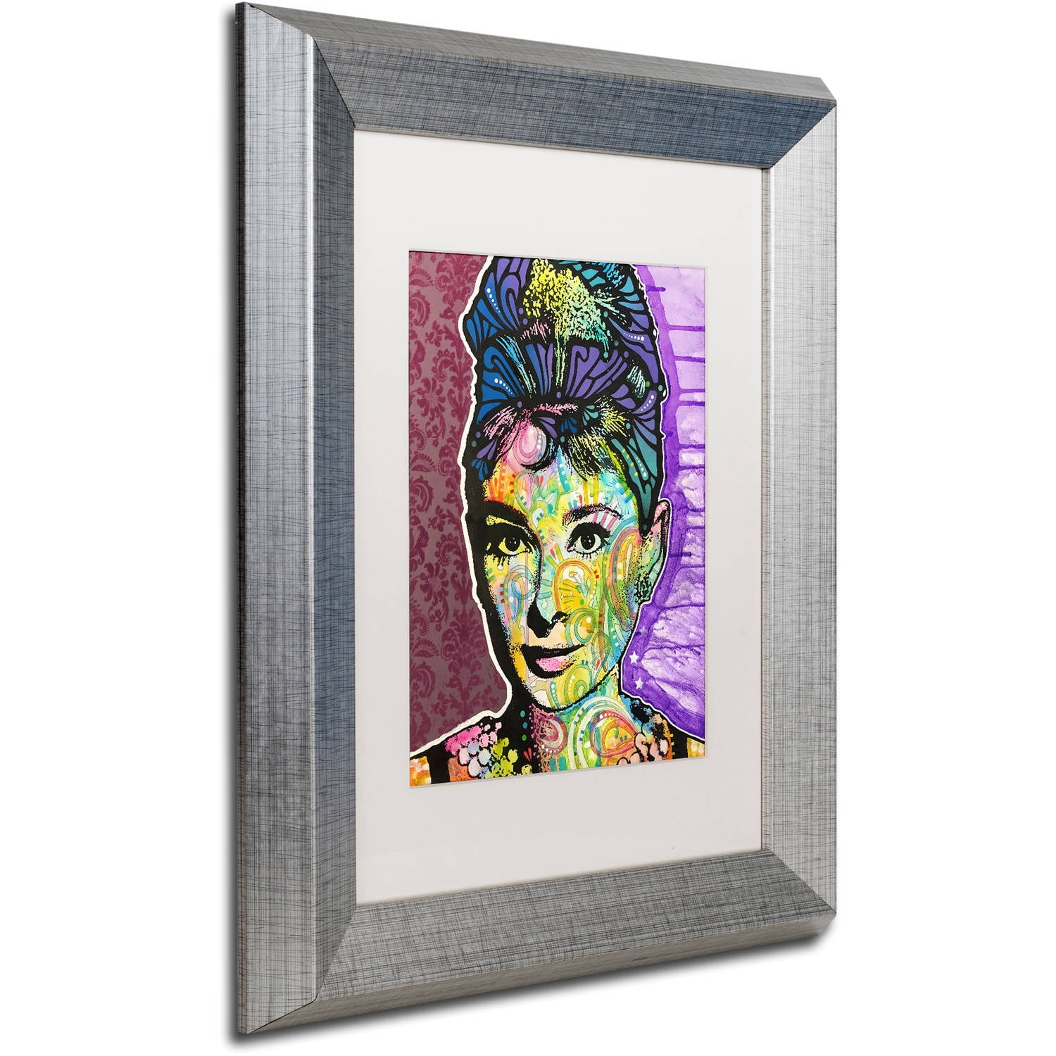Trademark Fine Art "Audrey 2" Canvas Art by Dean Russo, White Matte, Silver Frame