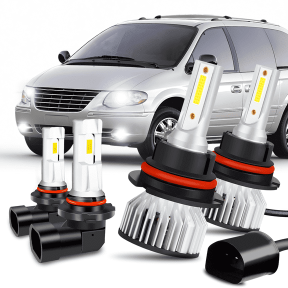 WVKVII For Chrysler Town & Country 2005 2006 2007 - 4x Combo LED 9007 Headlight   9145 Fog Light Bulbs Kit White