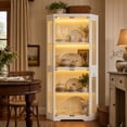 thumbnail image 5 of Glass Display Cabinet, 4-Tier Curio Cabinets with 3 Color Lights, Corner Curio Cabinets for Collectibles/Toys/Books, Storage Cabinets with Human Body Sensor & Charging Ports for Living Room, 5 of 7