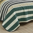 thumbnail image 3 of ESCA Striped Green Bedspread with 2 Pillow Shams - Full/Queen Size, 3-Piece Green Lightweight Quilt Set, 3 of 6
