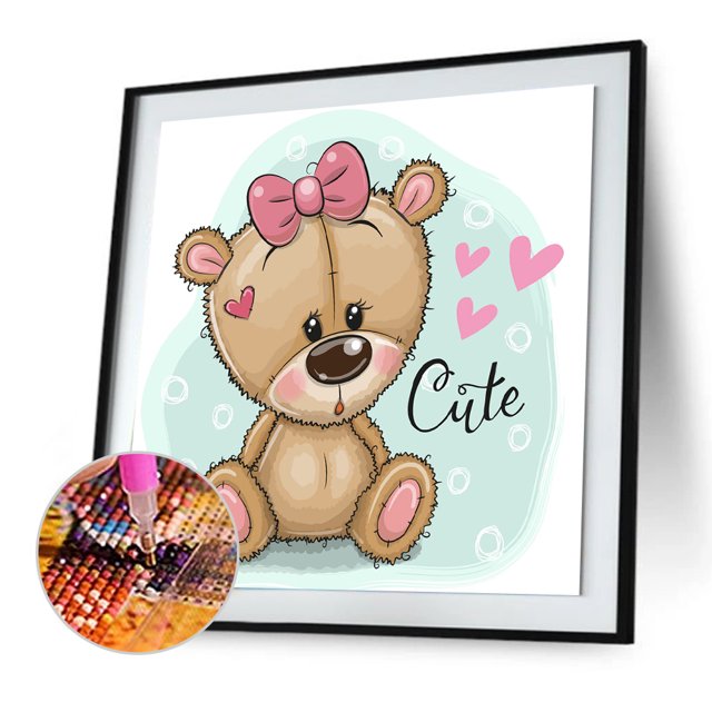 Cuadros Decorativos DIY cuadrado diamante pintura dibujos animados oso resina completo taladro rhinestone Likrtyny embutido en tela