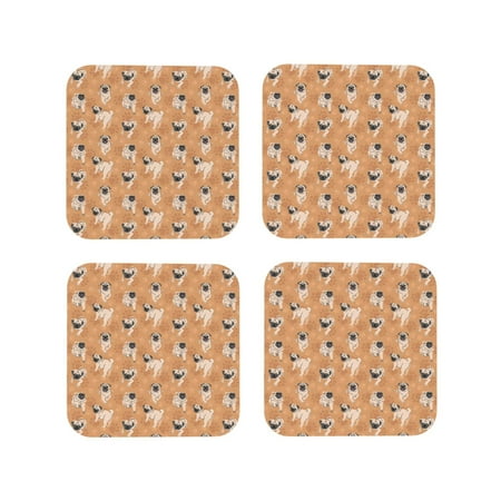 

Leather Coasters with Heat-resistant for Drinks Cute French Bulldog Brown_B Cup Coasters Cup Pad Mat for Tabletop Protection Coffee Table Office Desk and Housewarming Gift