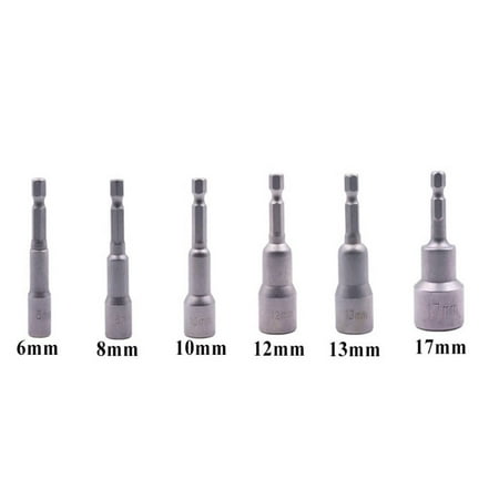 

6PCS 65mm 6-17mm Hexagon Nut Driver Drill Bit Socket Wrench Extension Sleeve