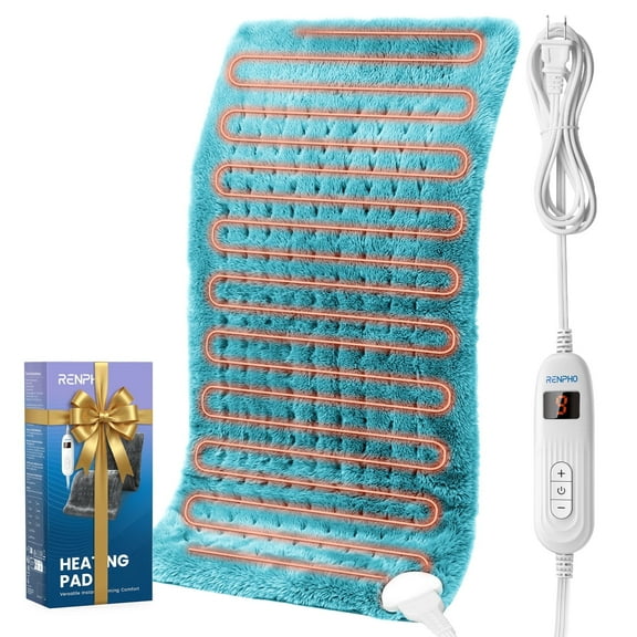 Heating Pad for Back Pain Relief & Period Cramps, FSA HSA Eligible,10 Heat Settings, 12"x24", Birthday Christmas Gifts for Women Men, Blue