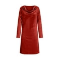 thumbnail image 4 of Tnhcen Women's Plus Size Velvet Dress Long Sleeve Cowl Neck Elegant Casual Fall Winter Dress S - 2XL 100% Polyester Draped Neck Solid Color Maxi Dress for Women Casual Party Outfit, 4 of 9