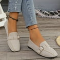 thumbnail image 6 of Miluxas Women's Fashionable Loafers, Leather Soft Soled Loafers, Square Toe Work Shoes, Flat Shoes, Penny Loafers Beige 9(42), 6 of 9