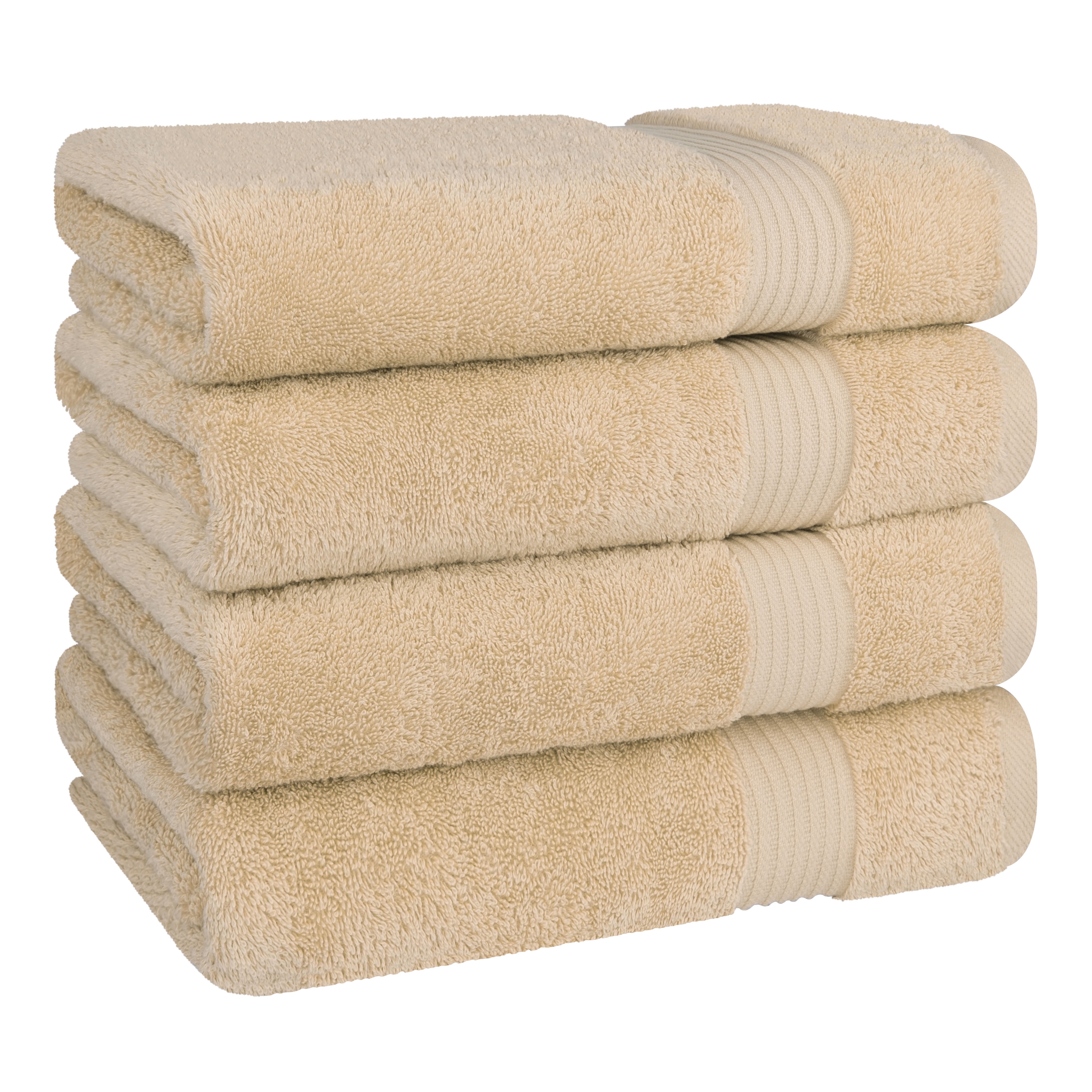 Cotton Paradise 100% Cotton 4 Piece Turkish Bath Towel Set, Soft Plush Towels Clearance Bathroom Set, Beige