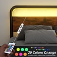 thumbnail image 7 of Catrimown Queen Size Bed Frame with LED Light Headboard, Metal Platform Bed with Wooden Headboard, Rustic Brown, 7 of 7