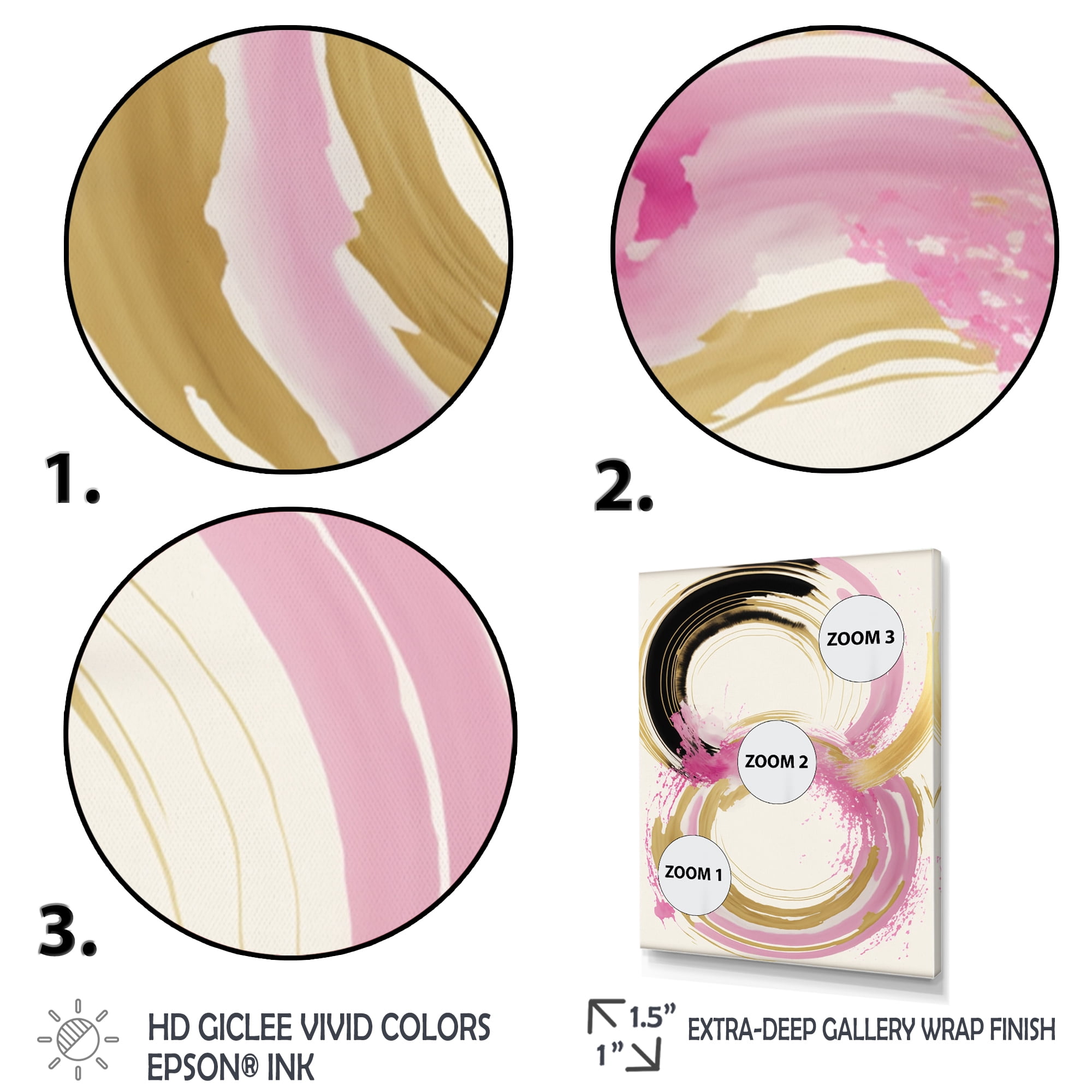 Designart Pink And Gold Curves IV Canvas Wall Art