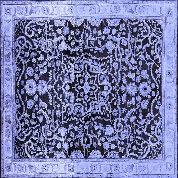 Ahgly Company Machine Washable Indoor Square Oriental Blue Industrial Area Rugs, 5' Square