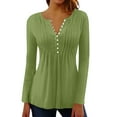 thumbnail image 2 of Long Sleeve Shirts for Women Fall Fashion Dressy Casual Blouses Trendy Pleated Tunic Tops, 2 of 6