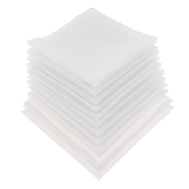 100% Cotton Handkerchiefs Classic Solid White Pocket Square Gift Set 28x28cm