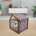 thumbnail image 3 of Floral Pet House, Vibrant Flowers with Romantic Style Ornamental Petals Paisley Design, Outdoor & Indoor Portable Dog Kennel with Pillow and Cover, 5 Sizes, Mauve Green, by Ambesonne, 3 of 5