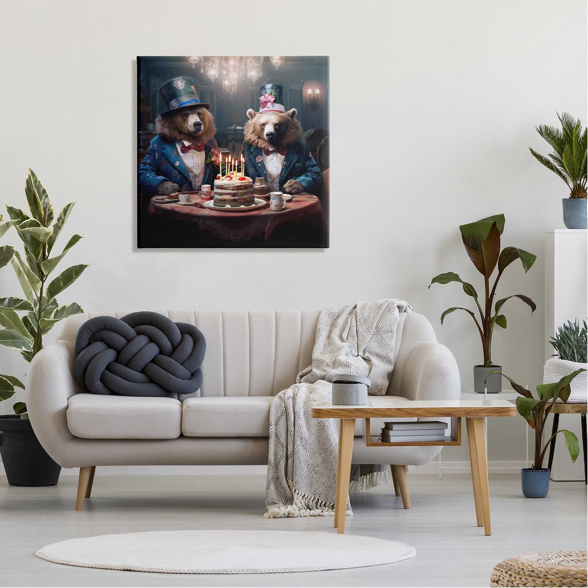 Stupell Industries Bears & Birthday Cake Animals & Insects Painting Gallery Wrapped Canvas Art Print Wall Art, 30 x 30