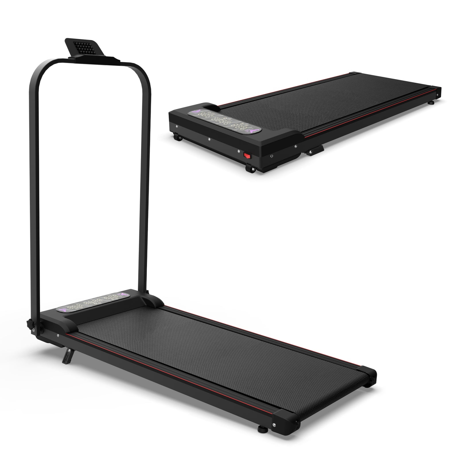 Foldable Treadmill with Incline and Handle Bar, Under Desk Walking Pad with Remote Control, Home Office Portable Running Machine 300 lbs Capacity