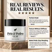 Pete & Pedro CLAY - Medium Hold, Matte Finish Hair Clay Volume & Hold, 2 oz