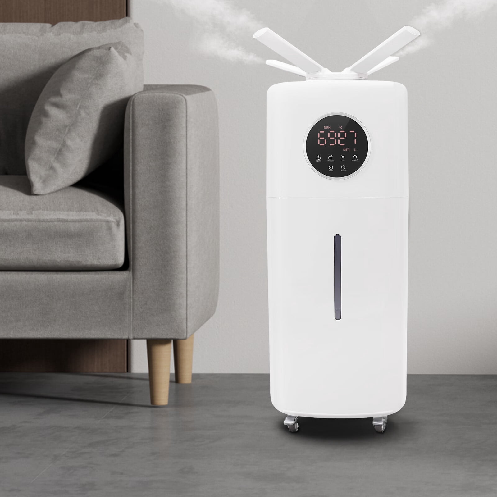 Aiqidi 21L/5.5GAL Commercial Humidifier Whole-House Style Industrial Large Room Humidifier 3 Speed Quiet with Four-Way Nozzle